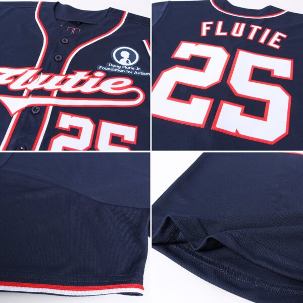 Custom Navy White-Red Authentic Baseball Jersey
