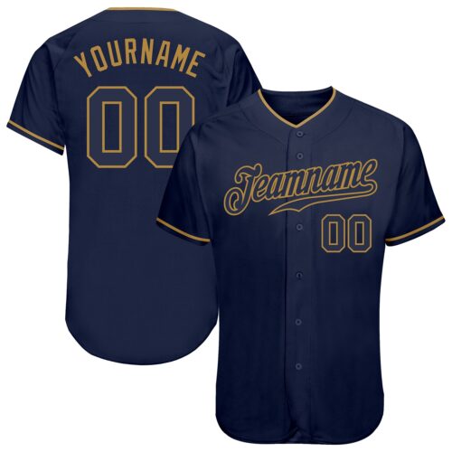 Navy0199 Custom Navy Navy-Old Gold Authentic Baseball Jersey