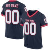 Custom Navy White Red-Gray Mesh Authentic Throwback Football Jersey
