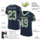 Navy0217-1 Custom Navy Gray-Neon Green Mesh Authentic Throwback Football Jersey