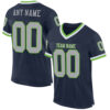 Custom Navy Gray-Neon Green Mesh Authentic Throwback Football Jersey