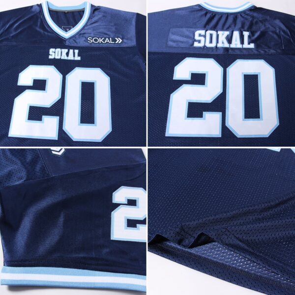 Custom Navy White-Light Blue Mesh Authentic Throwback Football Jersey