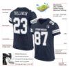 Custom Navy White-Gray Mesh Authentic Football Jersey