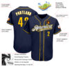 Custom Navy Gold-White Authentic Baseball Jersey