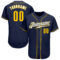 Custom Navy Gold-White Authentic Baseball Jersey