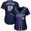Custom Navy Gray-White Authentic Baseball Jersey