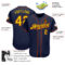 Custom Navy Gold-Orange Authentic Baseball Jersey