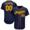 Custom Navy Gold-Orange Authentic Baseball Jersey