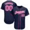 Custom Navy Pink-White Authentic Baseball Jersey