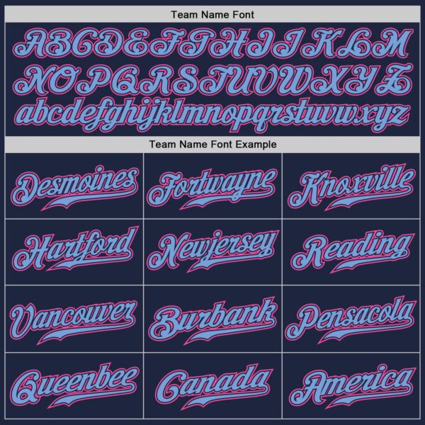 Custom Navy Pink-Light Blue Authentic Baseball Jersey