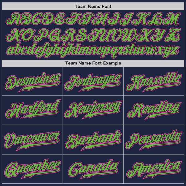 Custom Navy Pink-Neon Green Authentic Baseball Jersey