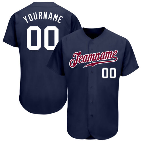 Navy0394 Custom Navy White-Maroon Authentic Baseball Jersey
