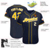 Custom Navy Gold Pinstripe Gold-White Authentic Baseball Jersey