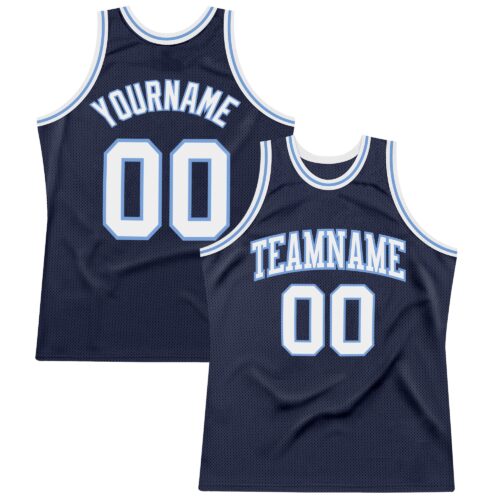 Navy0422 Custom Navy White-Light Blue Authentic Throwback Basketball Jersey