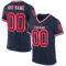 Navy0427 Custom Navy Red-White Mesh Authentic Throwback Football Jersey