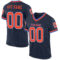 Navy0430 Custom Navy Orange-Blue Mesh Authentic Throwback Football Jersey