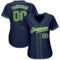 Custom Navy Neon Green-White Authentic Baseball Jersey