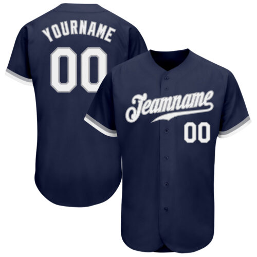 Navy0443 Custom Navy White-Gray Authentic Baseball Jersey