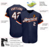 Custom Navy White-Orange Authentic Baseball Jersey