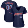 Custom Navy Light Blue-Red Authentic Baseball Jersey