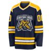 Custom Navy Gold-White Hockey Jersey