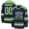 Custom Navy Neon Green-White Hockey Jersey