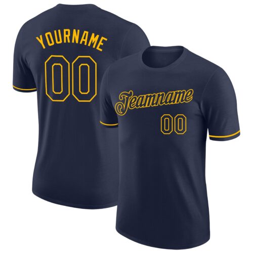 Navy0477 Custom Navy Navy-Gold Performance T-Shirt