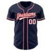 Custom Navy White-Red Authentic Baseball Jersey