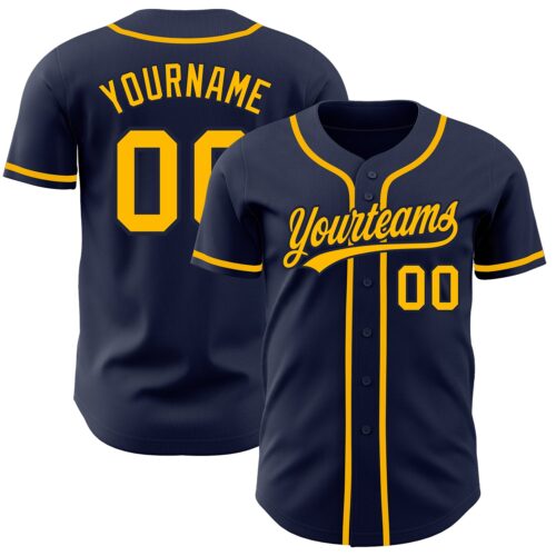 Navy0507 Custom Navy Gold Authentic Baseball Jersey