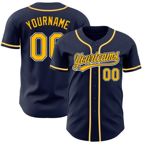 Navy0508 Custom Navy Gold-White Authentic Baseball Jersey