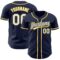 Custom Navy White-Gold Authentic Baseball Jersey