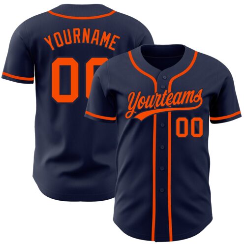 Navy0513 Custom Navy Orange-Navy Authentic Baseball Jersey