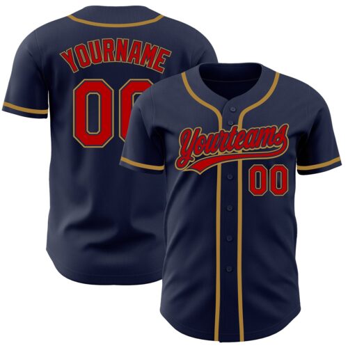 Navy0521 Custom Navy Red-Old Gold Authentic Baseball Jersey