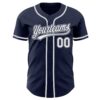 Custom Navy White-Gray Authentic Baseball Jersey
