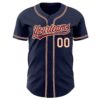 Custom Navy City Cream-Crimson Authentic Baseball Jersey