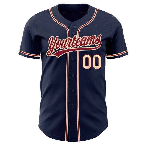 Custom Navy City Cream-Crimson Authentic Baseball Jersey