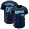 Custom Navy Teal-White Authentic Baseball Jersey