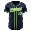 Custom Navy Neon Green-White Authentic Baseball Jersey