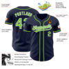 Custom Navy Neon Green-White Authentic Baseball Jersey
