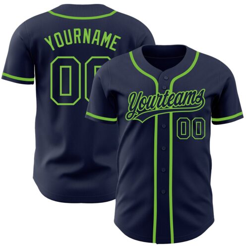 Navy0534 Custom Navy Navy-Neon Green Authentic Baseball Jersey