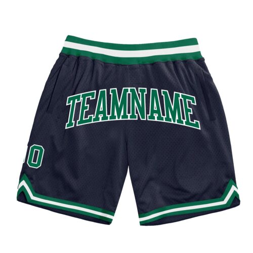 Navy0538 Custom Navy Kelly Green-White Authentic Throwback Basketball Shorts