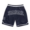 Custom Navy Navy-White Authentic Throwback Basketball Shorts