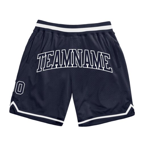 Navy0541 Custom Navy Navy-White Authentic Throwback Basketball Shorts