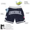 Custom Navy White-Gray Authentic Throwback Basketball Shorts