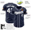 Custom Navy White Pinstripe White-Gray Authentic Baseball Jersey