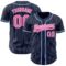 Custom Navy White Pinstripe Pink Authentic Baseball Jersey
