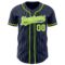 Custom Navy White Pinstripe Neon Green Authentic Baseball Jersey