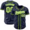 Custom Navy White Pinstripe Neon Green Authentic Baseball Jersey