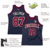 Custom Navy Maroon-Cream Authentic Throwback Basketball Jersey