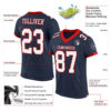 Custom Navy White-Red Mesh Authentic Football Jersey